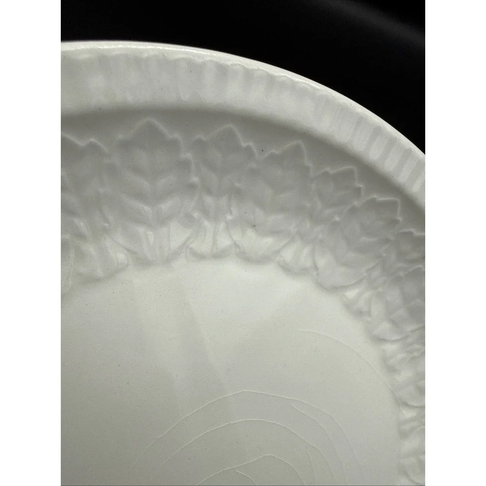 (2) pontesa spain Dessert Plate White Leaf Pattern 6 7/8